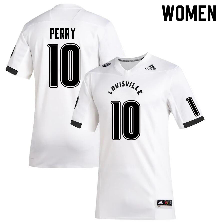 Women #10 Benjamin Perry Louisville Cardinals College Football Jerseys Sale-White - Click Image to Close